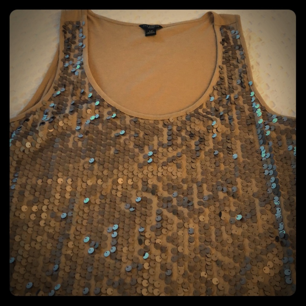 Gold sleeveless sequined tank top